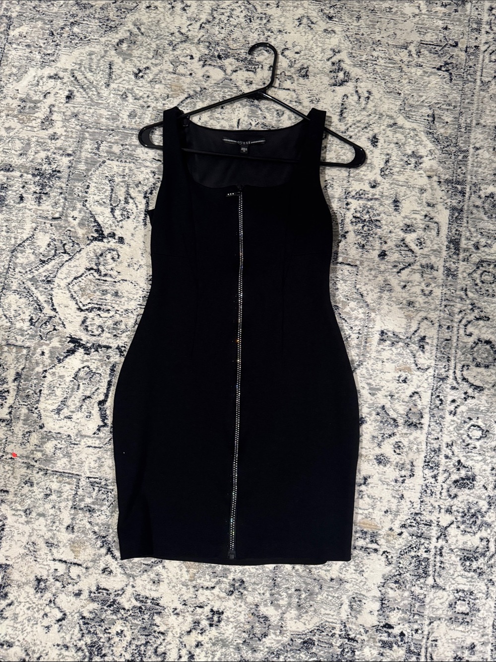Guess Black Zip-Front Midi Dress